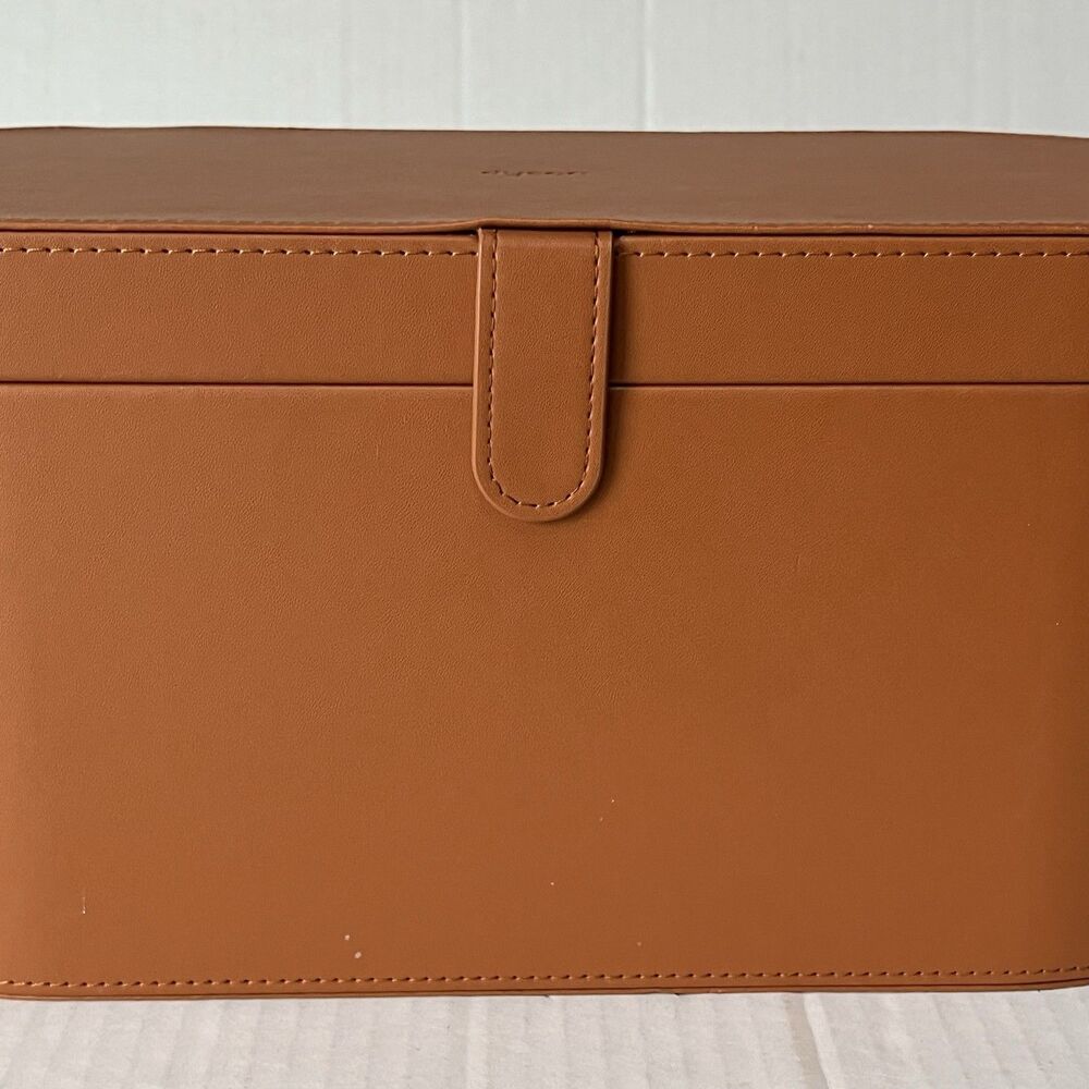 DYSON Airwrap Styler Leather Large Storage Hard Box Cognac Brown Tan CASE ONLY - Picture 9 of 12